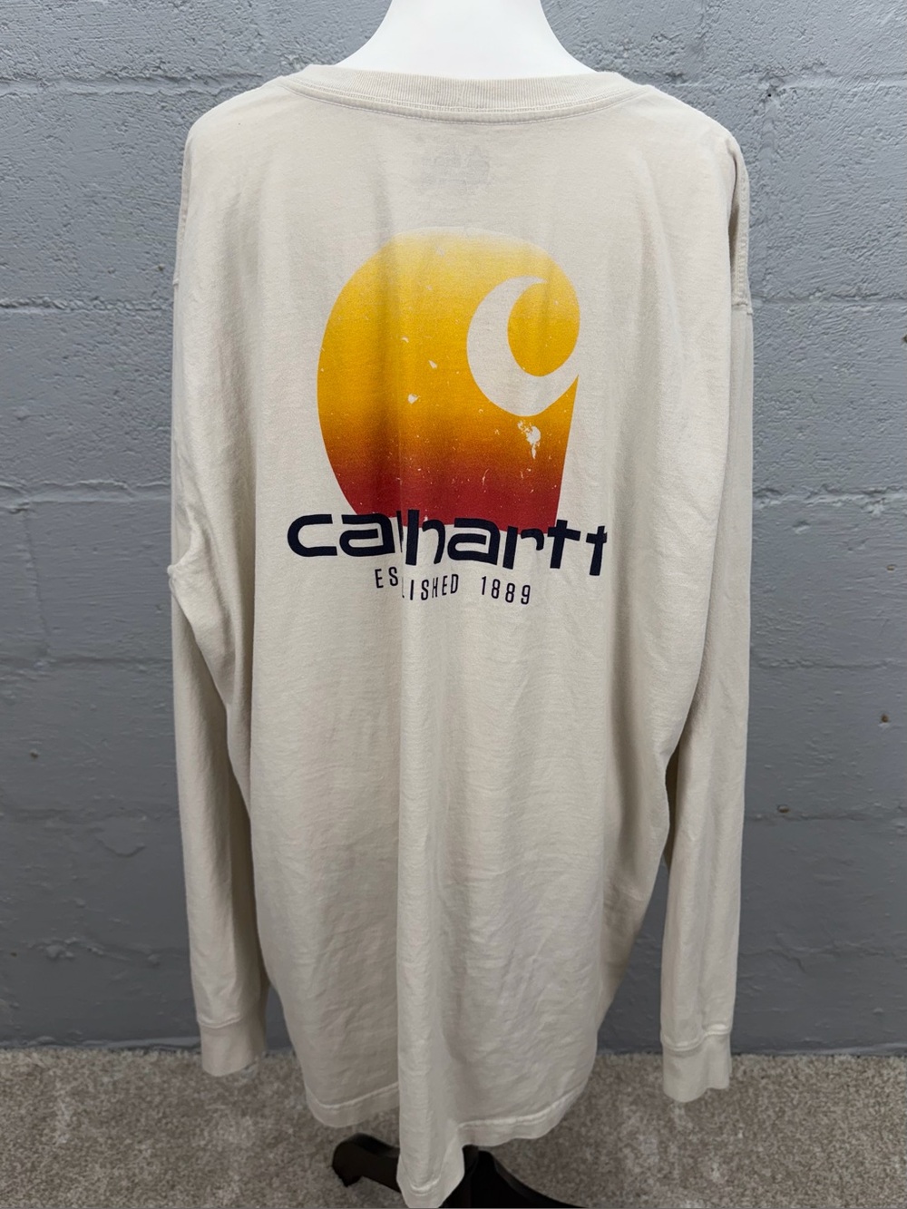 Carhartt Men's Sunset Gradient Logo Back Graphic Short Sleeve Shirt Size 3X